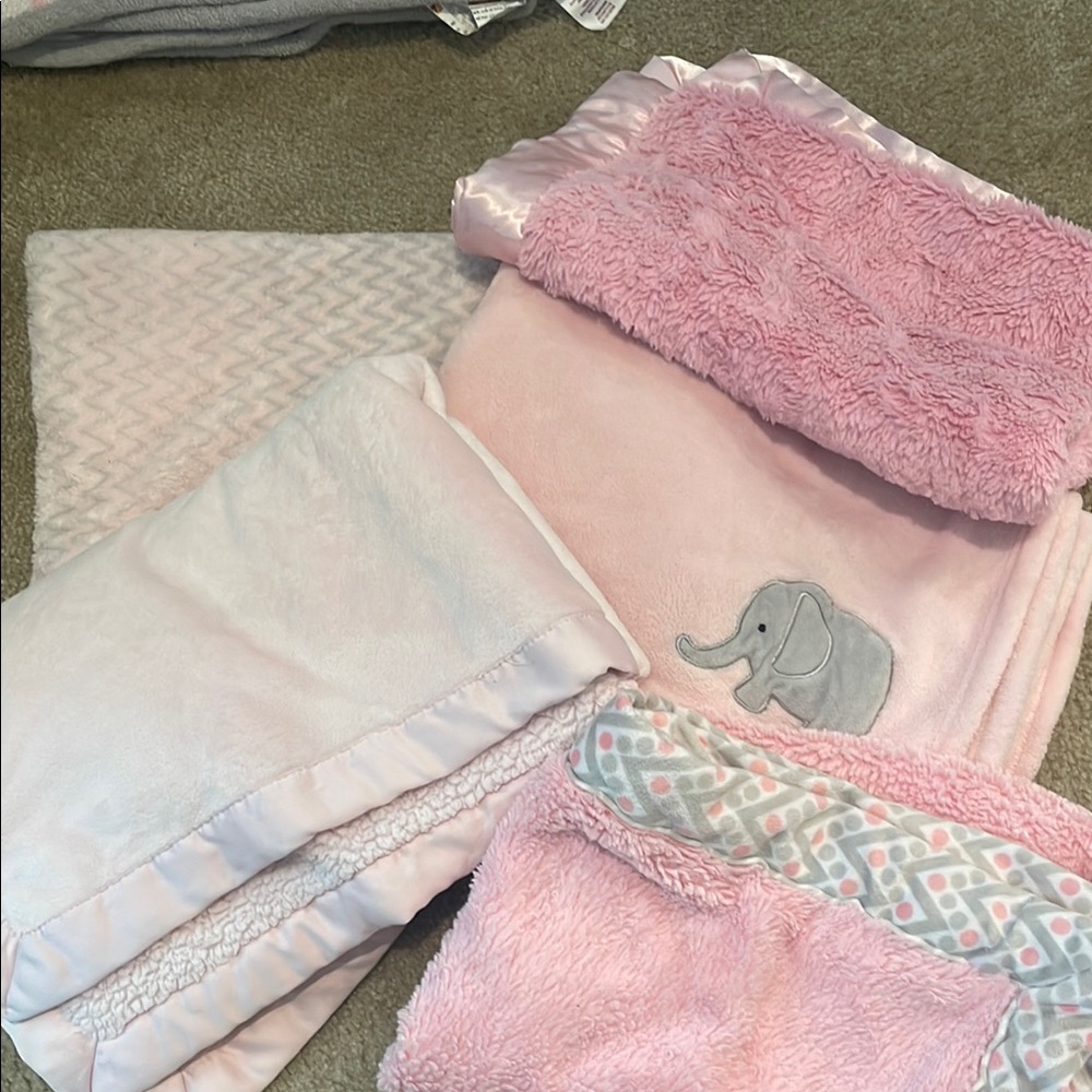 Pink and White Baby Blankets Set